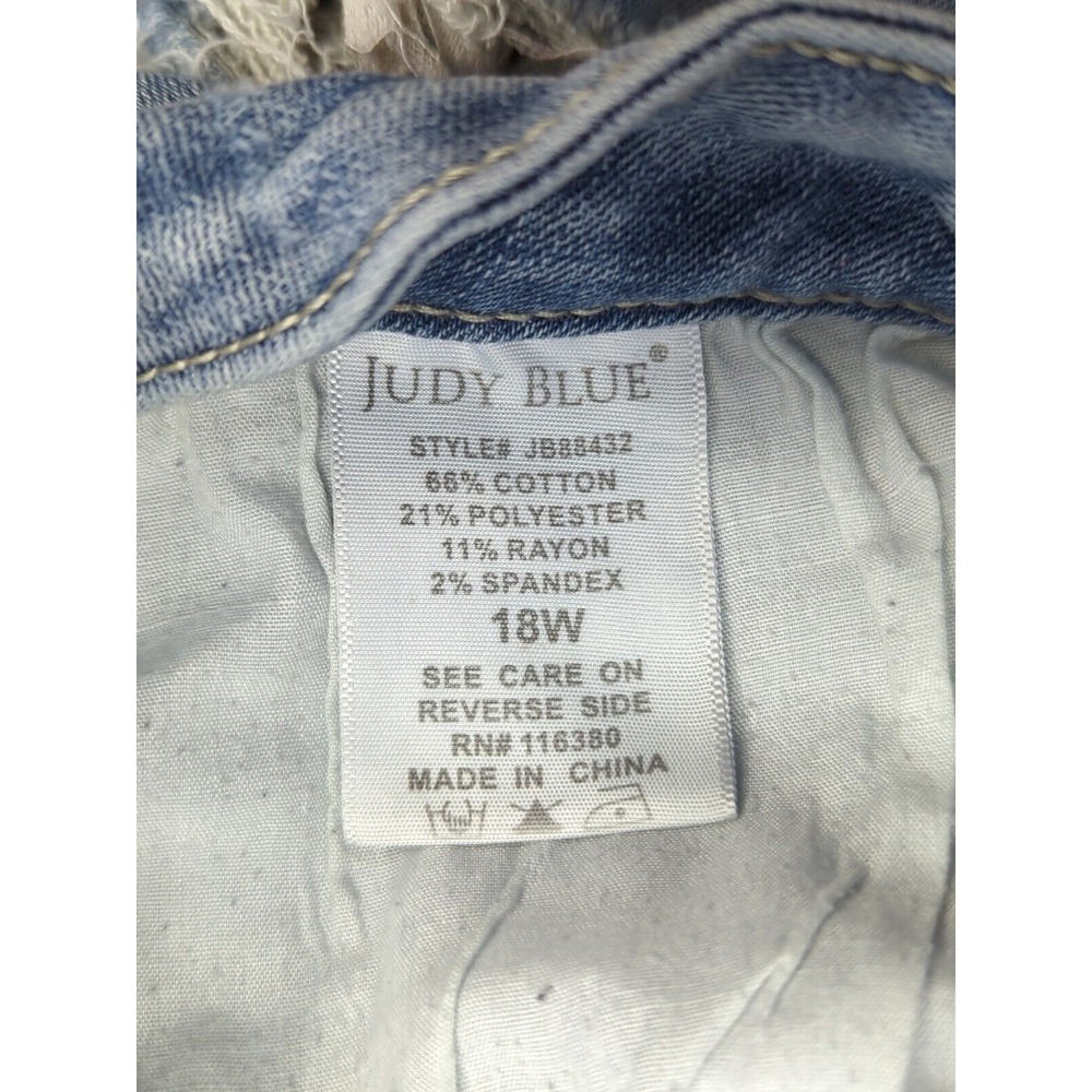 Judy Blue Lace Patch Skinny Jeans 18W destroyed mid rise - Picture 7 of 16